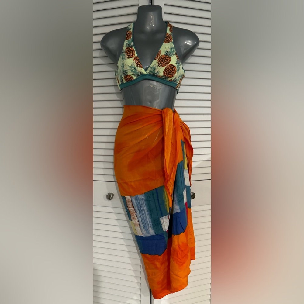 La Palapa orange and blue sarong